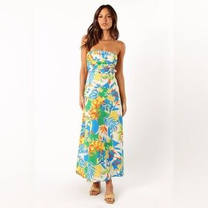 Petal & pup vacation floral strapless maxi dress nwt